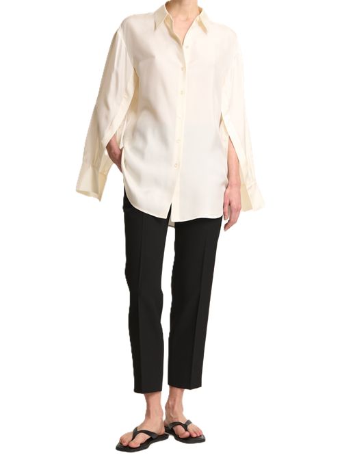 silk open-sleeve detailed shirt | cream Róhe | 820-19-153101_291 CREAM
